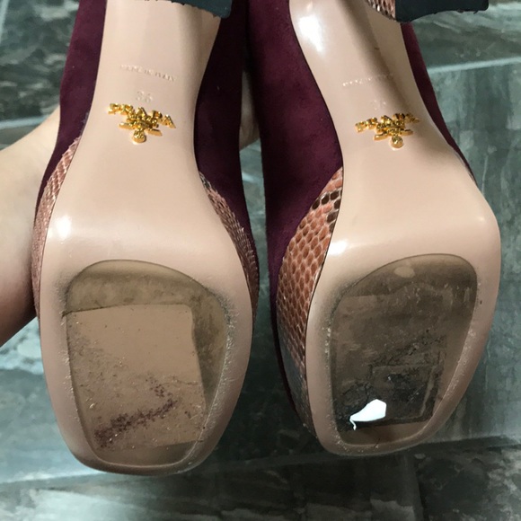 Like New Prada Suede/Snakeskin Platforms - Picture 6 of 8